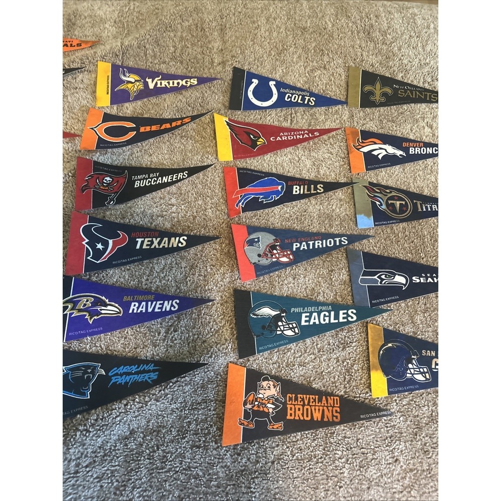 NFL Team Pennants Lot of 20 Rico Tag Express Miniature Football Flags Vintage - Picture 4 of 5